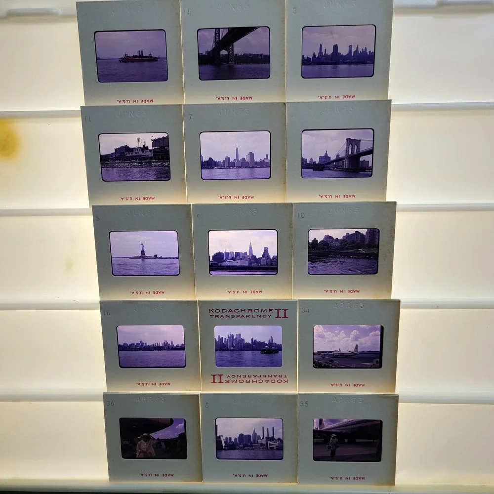 Lot of 27 Kodachrome Slide NYC Skyline Polo Grounds Pan-Am Planes Travel Bermuda